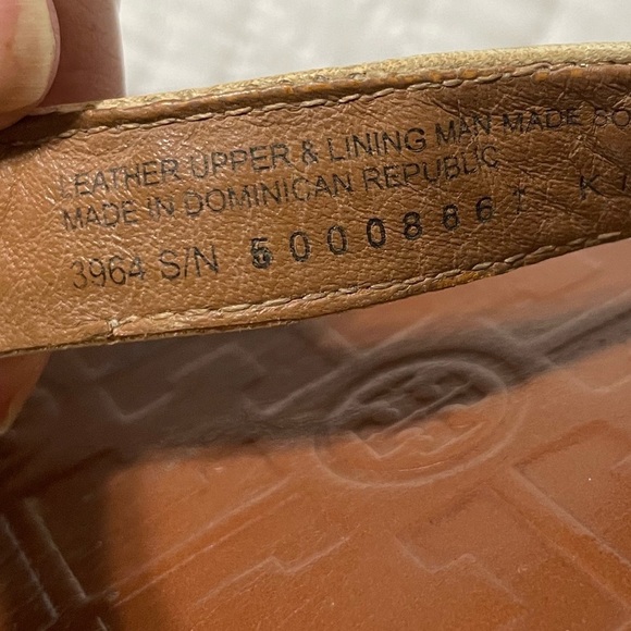 EUC TORY BURCH Thora Sandal Bone Leather Goldtone Logo - Picture 10 of 12